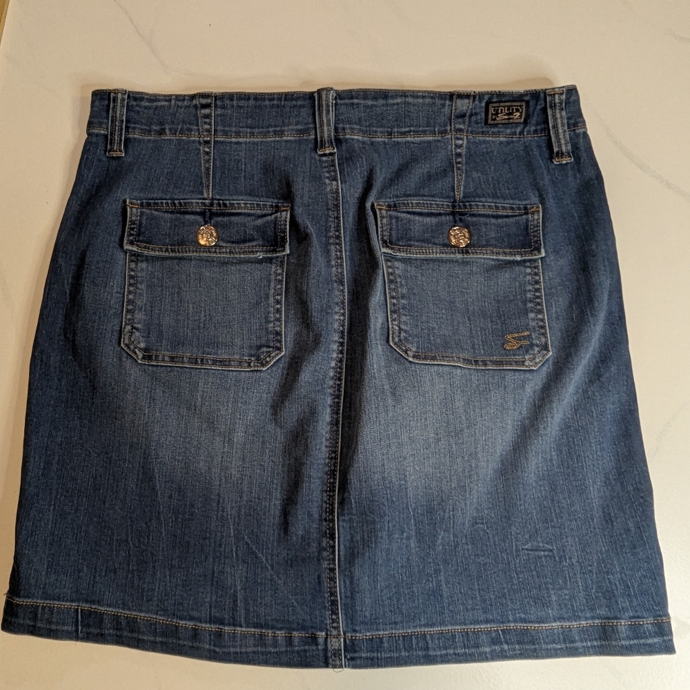 Seven7 Ulitity Denim Blue Mini Women's Skirt With Pockets, Size 14 - Picture 8 of 10